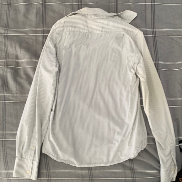 Mens white with blue stripe button up - Picture 3 of 3